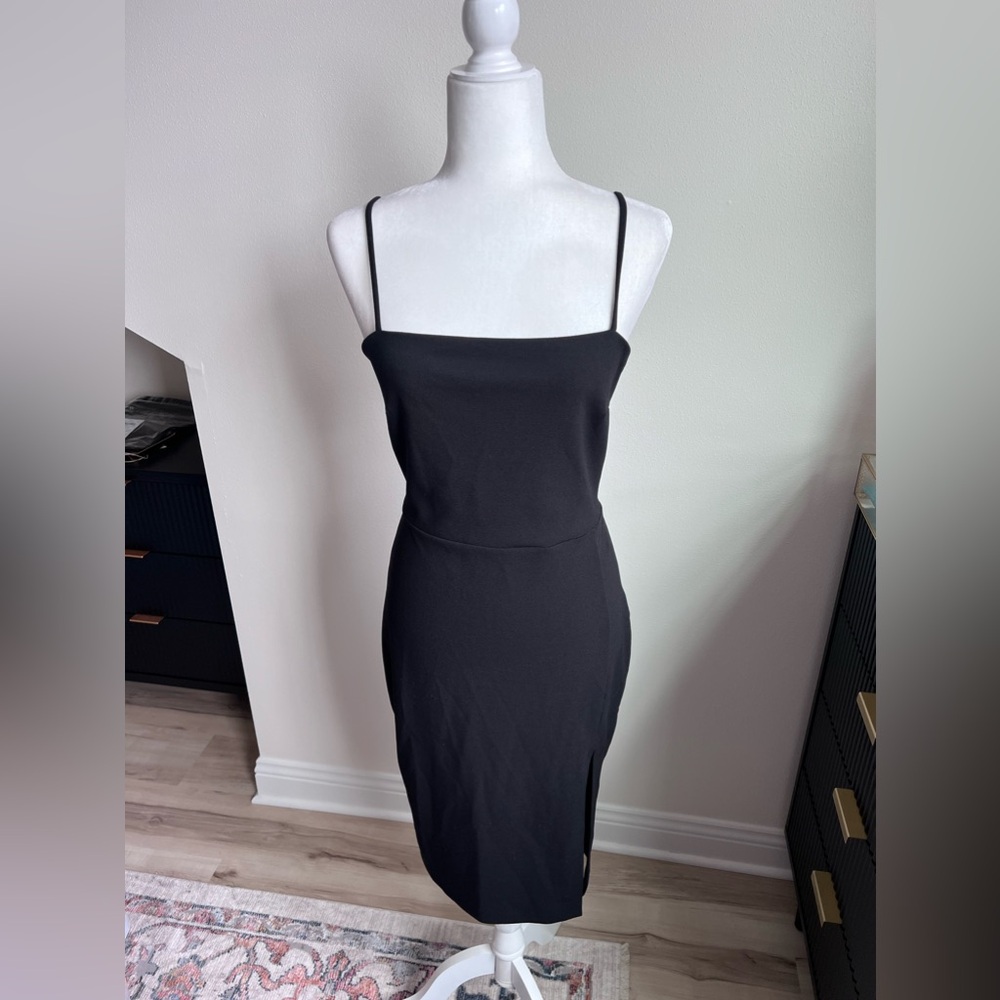 Express black spaghetti strap midi dress